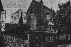 Rear of Hill Street with St. Clement's Church Tower. c1920 E. Leslie Badham